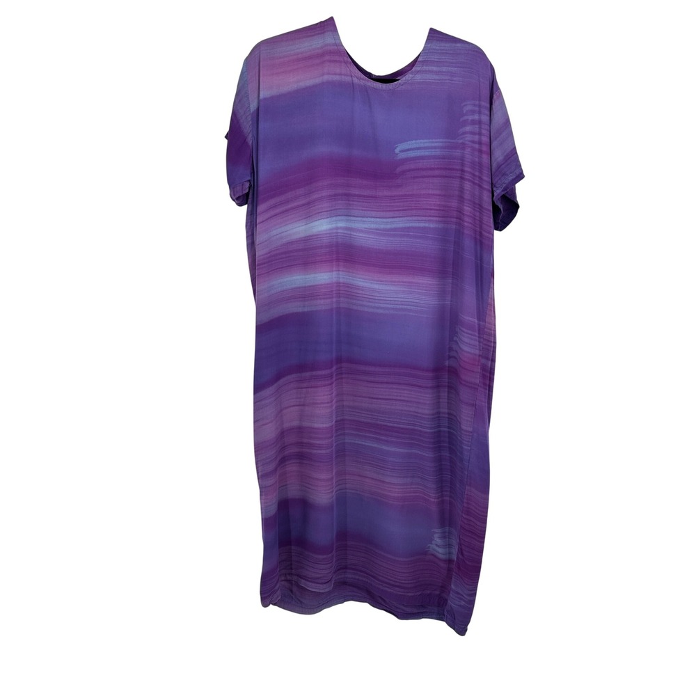 Tropical Tantrum Hawaii Plus Purple Abstract Rayon Midi Dress Womens Shift dress